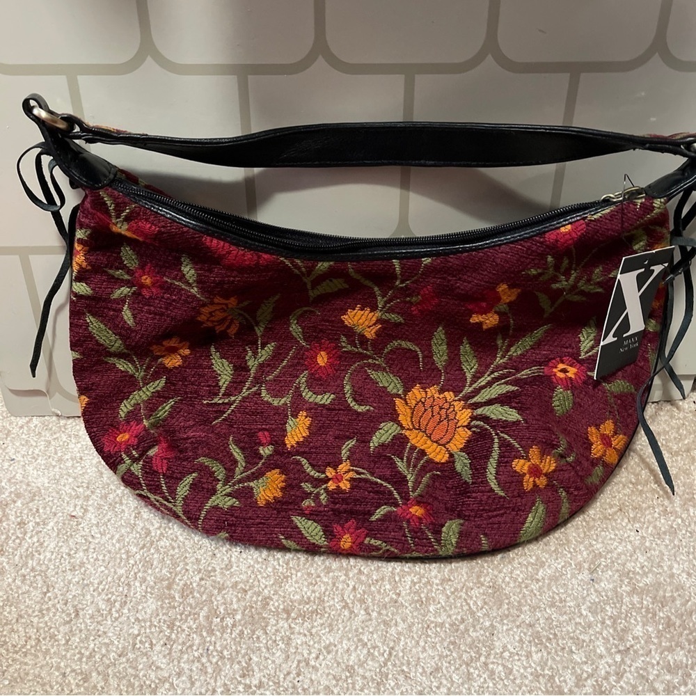 Maxx New York Handbag Embroidery Style Fabric 11x15" Purse